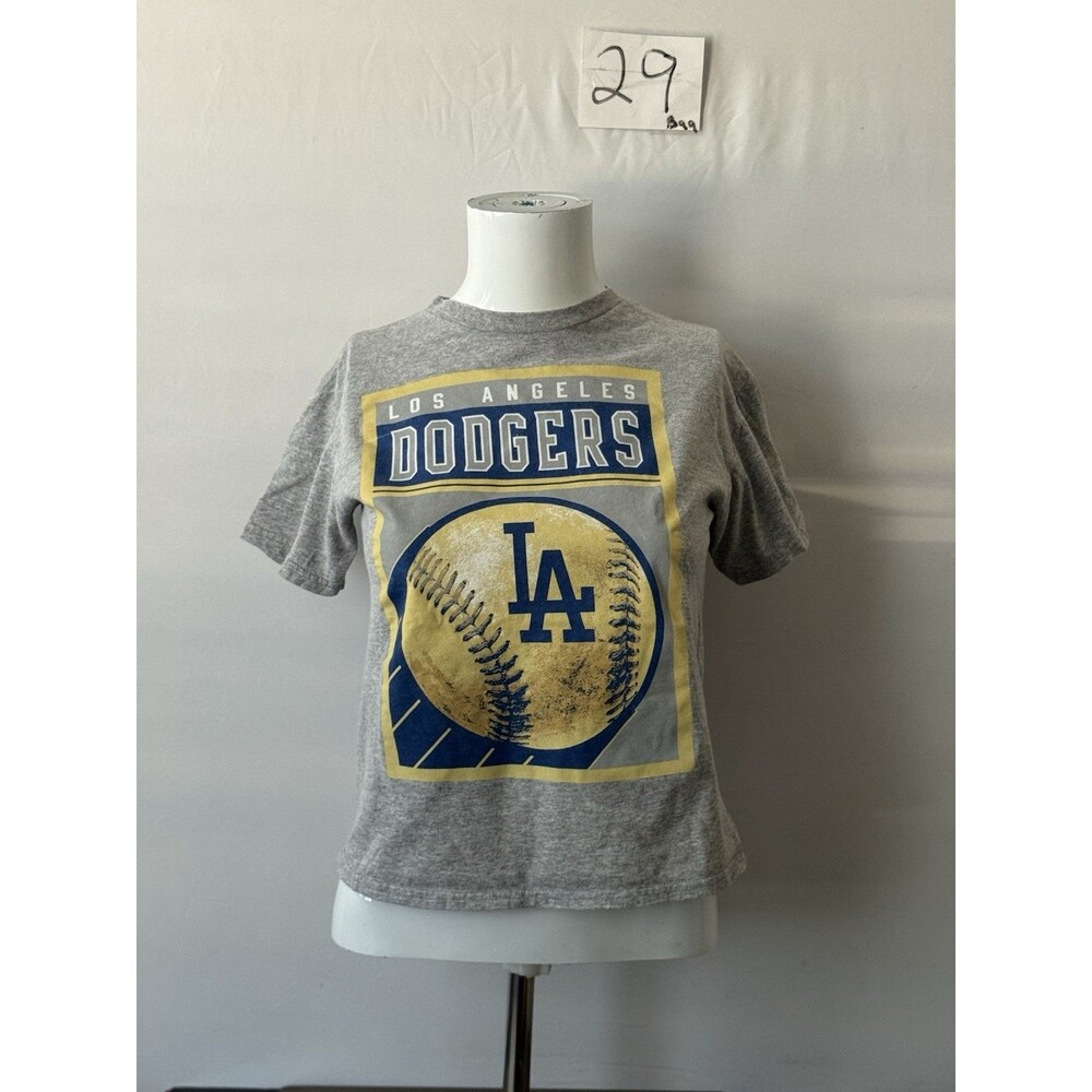 LA Dodgers Youth Small 6-8 Gray Graphic T Shirt Team Athletics MLB Baseball